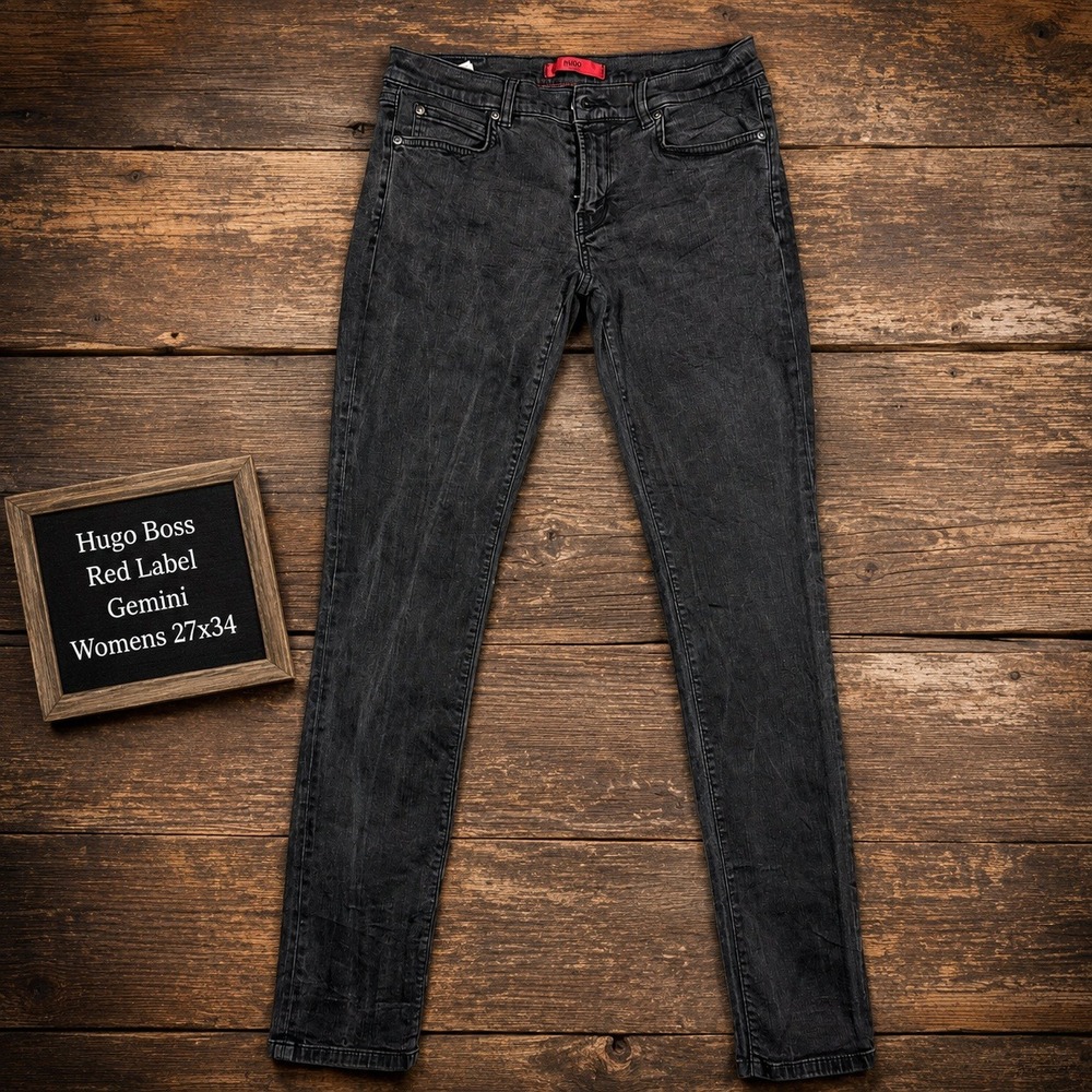 Hugo Boss Red Label Gemini Womens Skinny Jeans 27x34 Charcoal Gray Low Rise